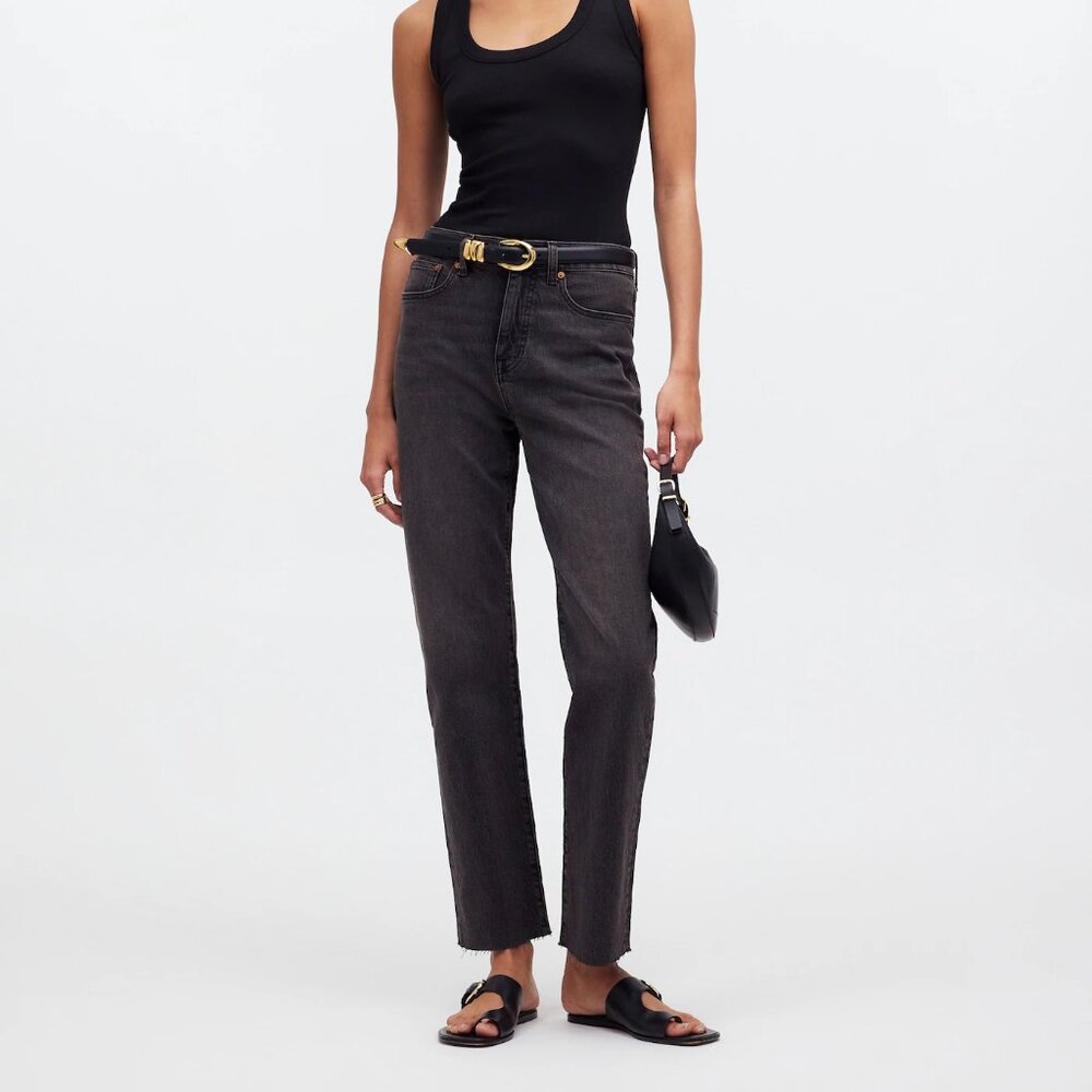 NEW Madewell THE '90S STRAIGHT CROP JEAN IN WASHED BLACK Size 25
